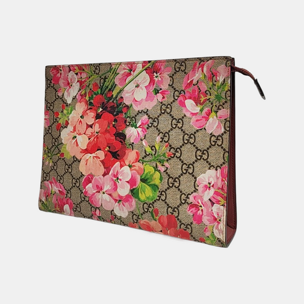 GG Blooms Large Monogram Coated Canvas Beige