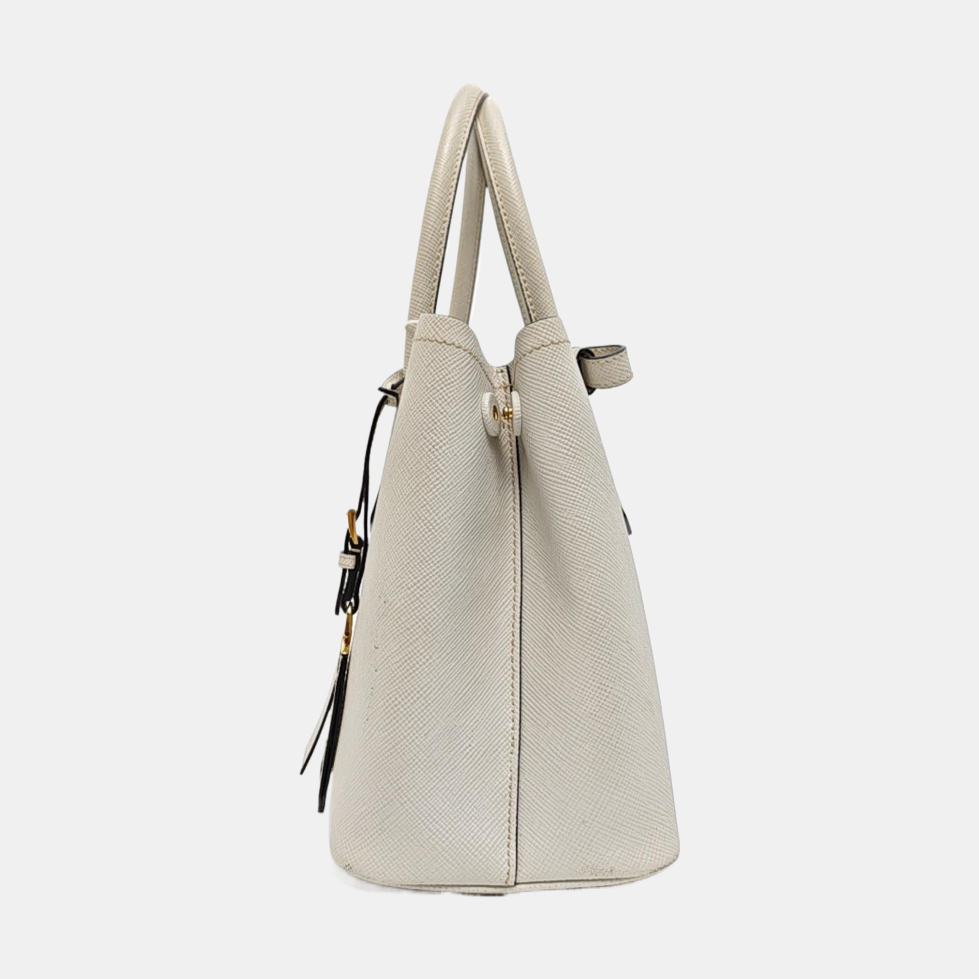Double Medium Saffiano Calfskin White