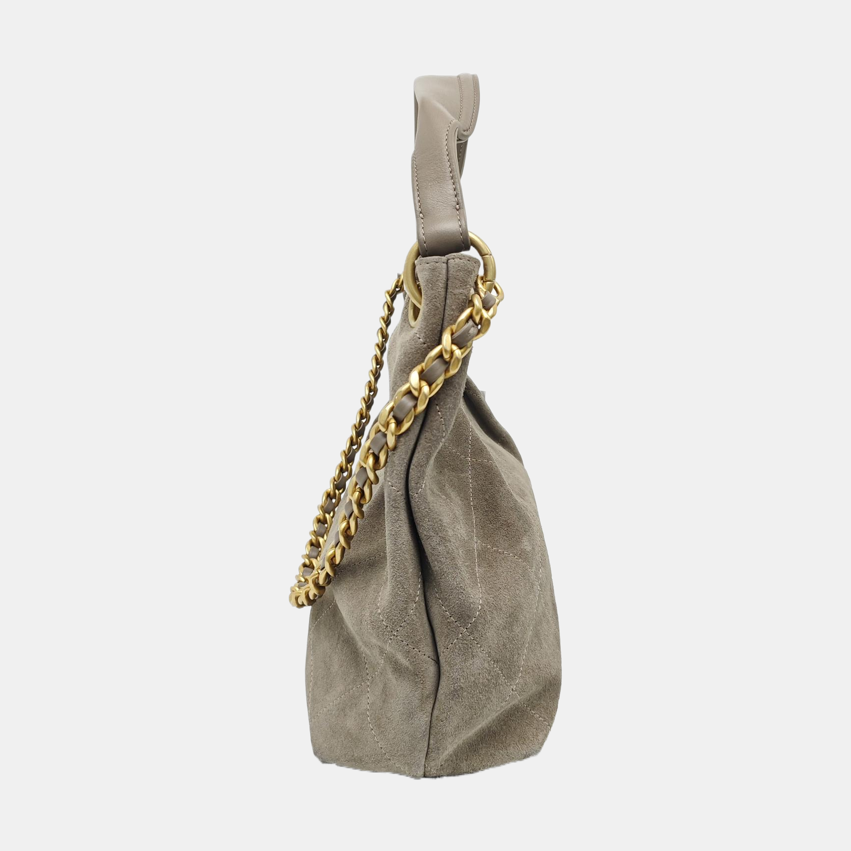 HOBO Large Quilted Suede Gray