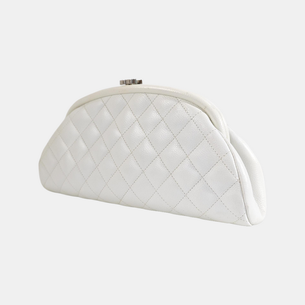 Quilted Lambskin Clutch White