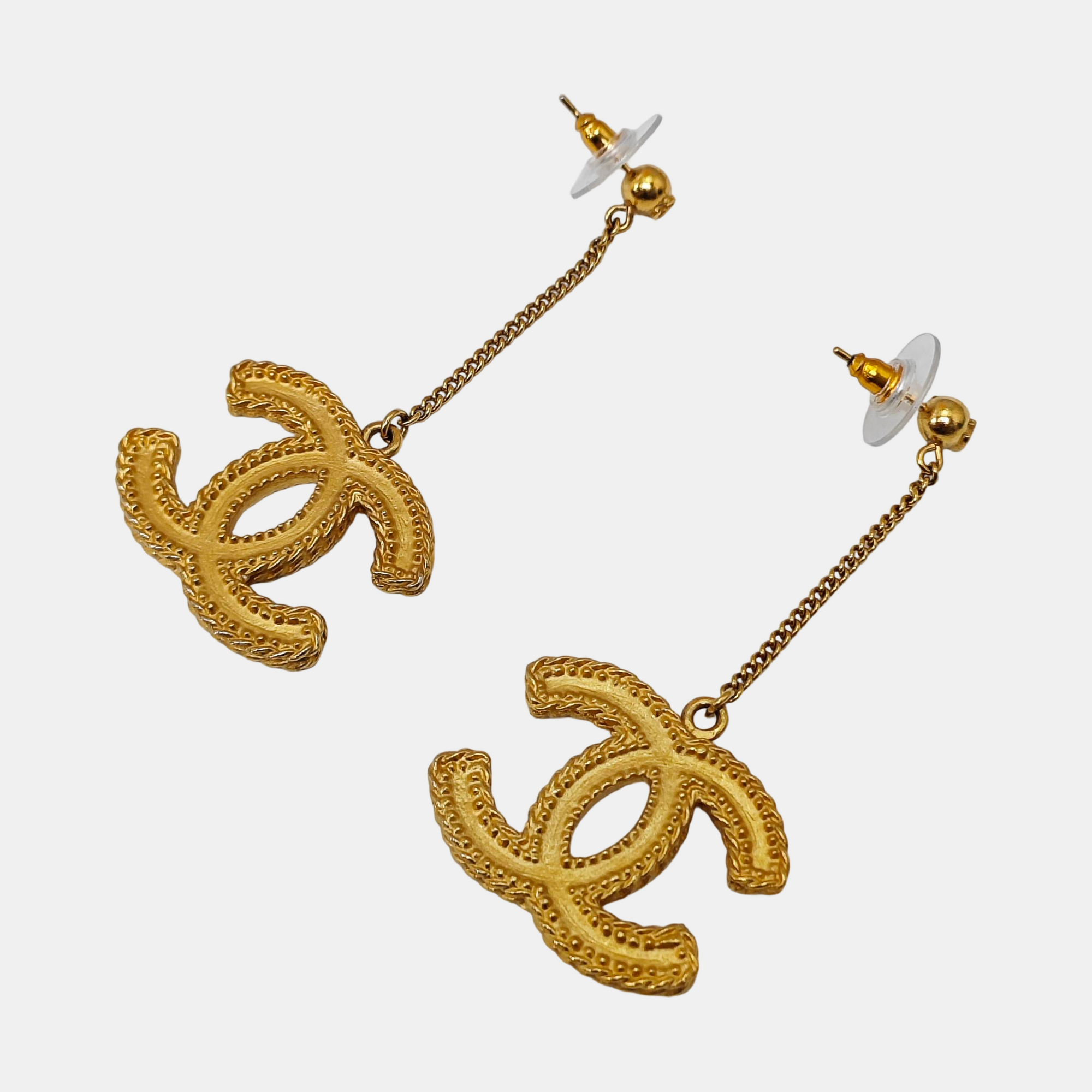 CC Logo Metal Gold Earrings