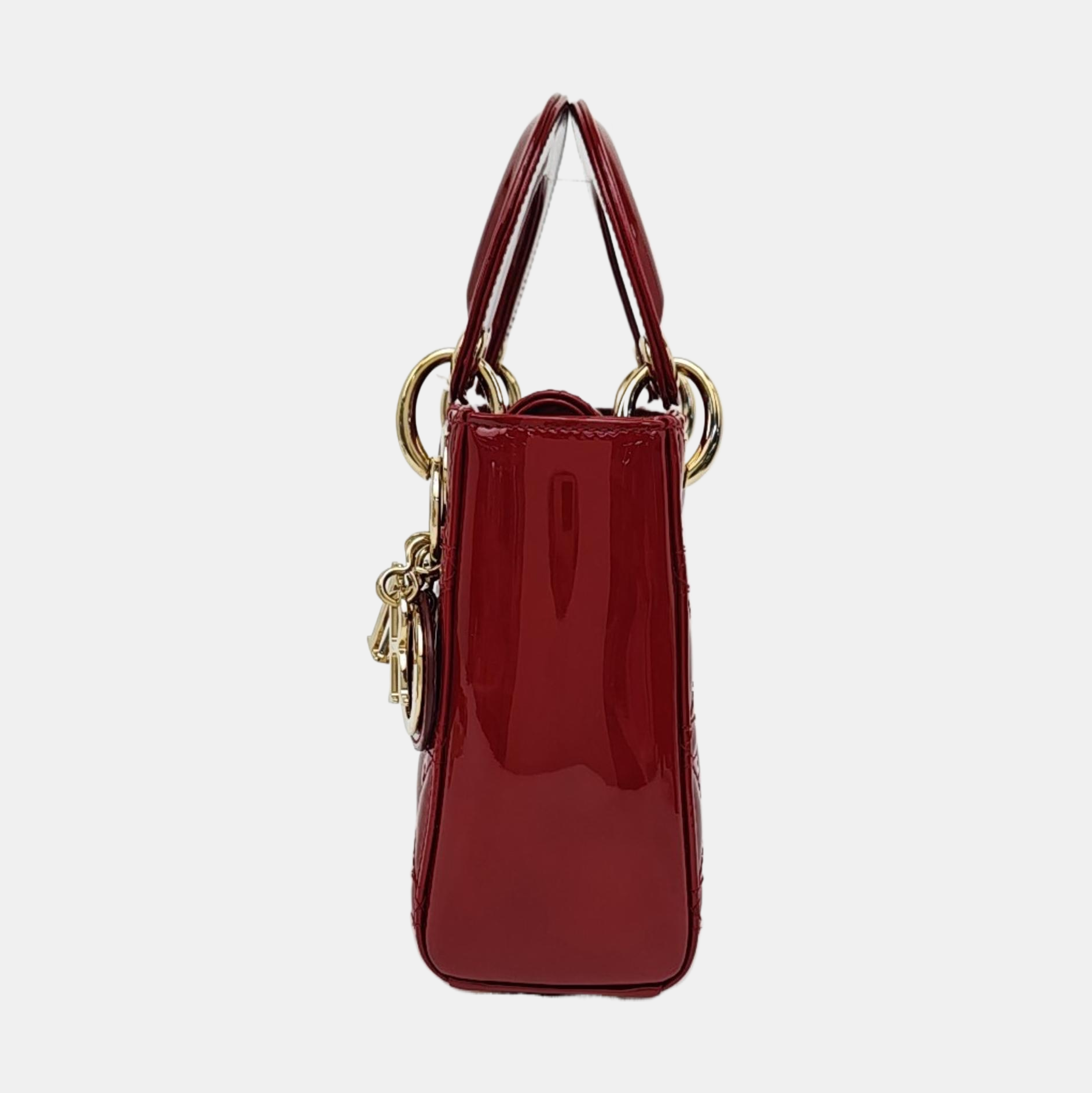 Lady Dior Mini Cannage Patent Leather Red