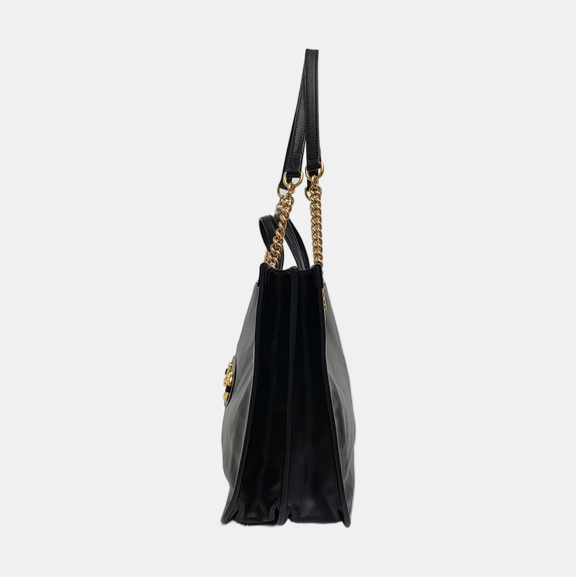 Authenticated pre-owned  Horsebit 1955 Medium Calfskin Black - Tote Bag at Looply