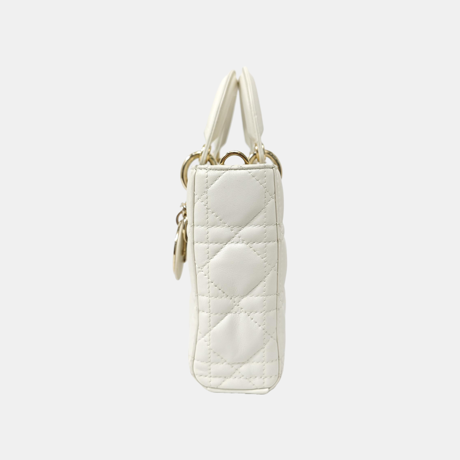 Lady D-Joy Medium Cannage Lambskin White
