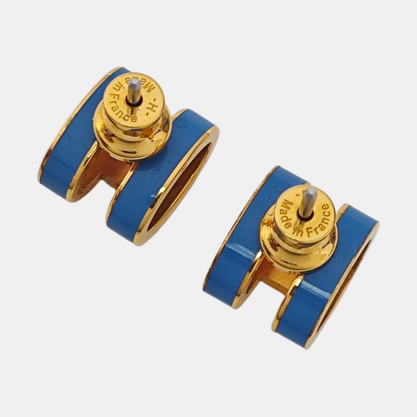 Pop H Metal Blue Stud Earrings