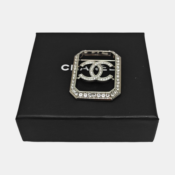 CC Logo Metal Silver Brooch