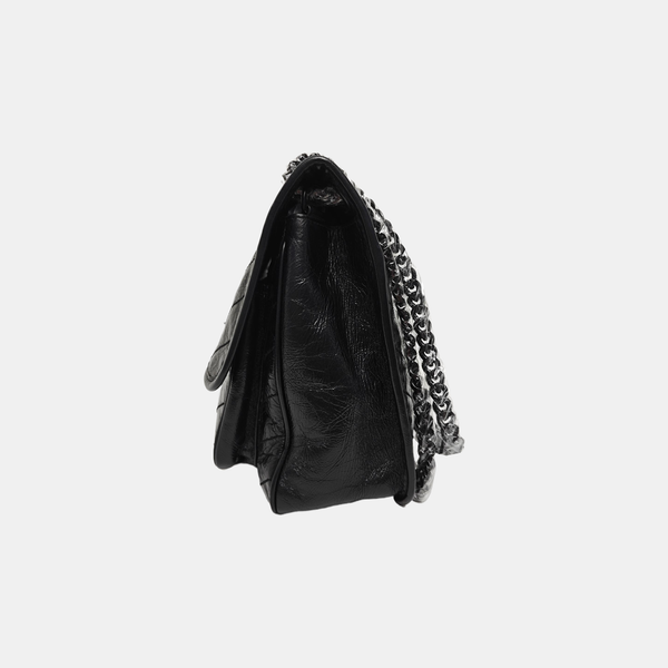 NIKI Medium Chevron Calfskin Black
