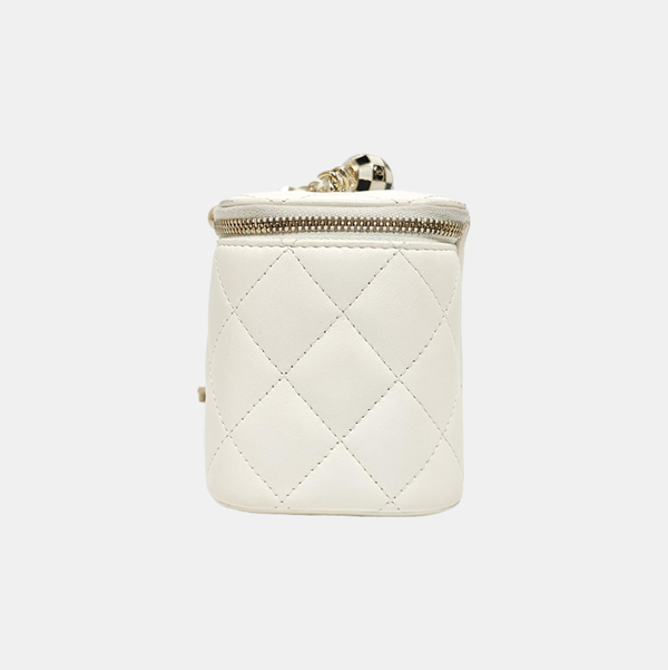 VANITY CASE Small Quilted Lambskin White