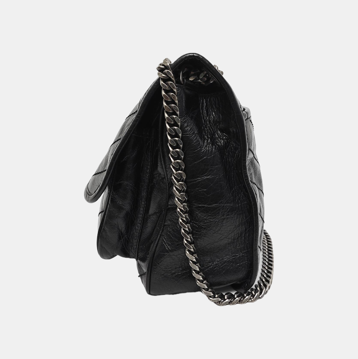 NIKI Medium Chevron Calfskin Black