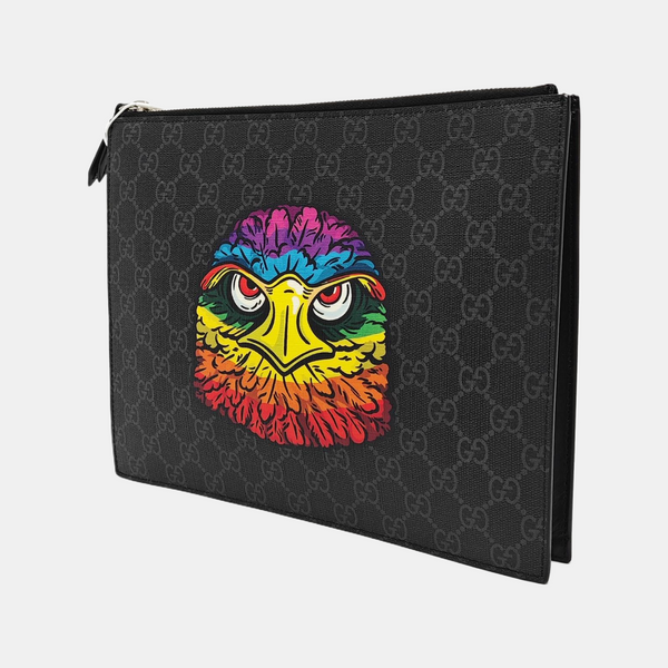 Coated Canvas Clutch Black