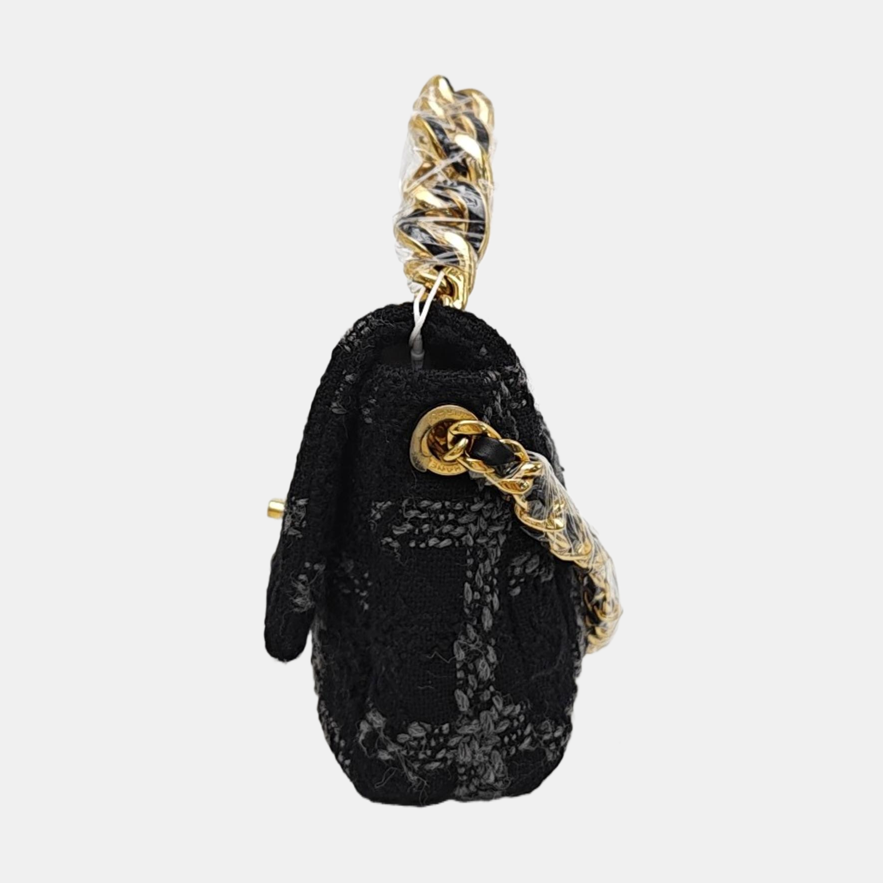 CHANEL 19 Small Quilted Wool Black