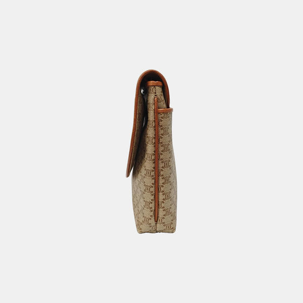 Coated Canvas Shoulder Bag Brown