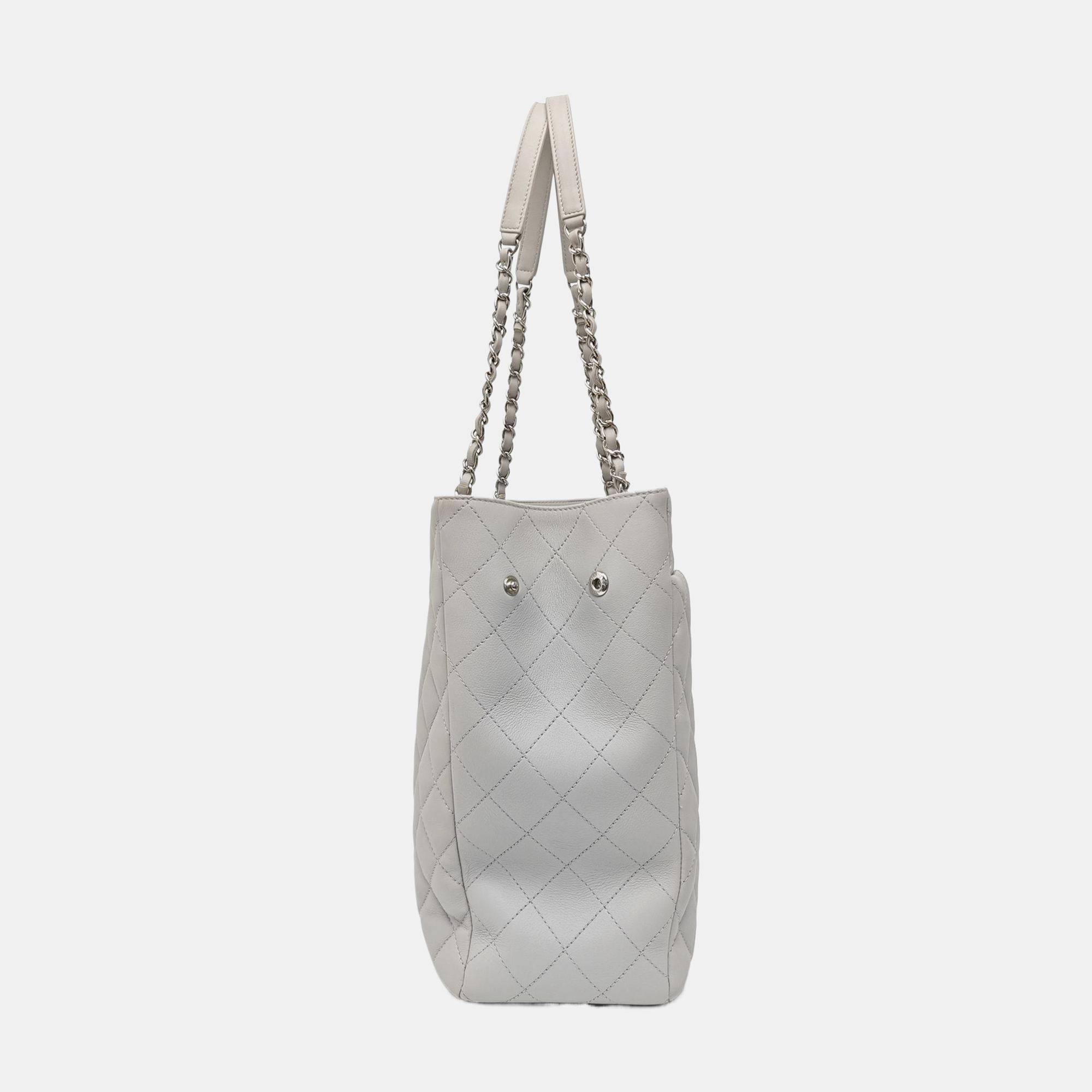 CLASSIC CC SHOPPING TOTE Large Quilted Calfskin Gray
