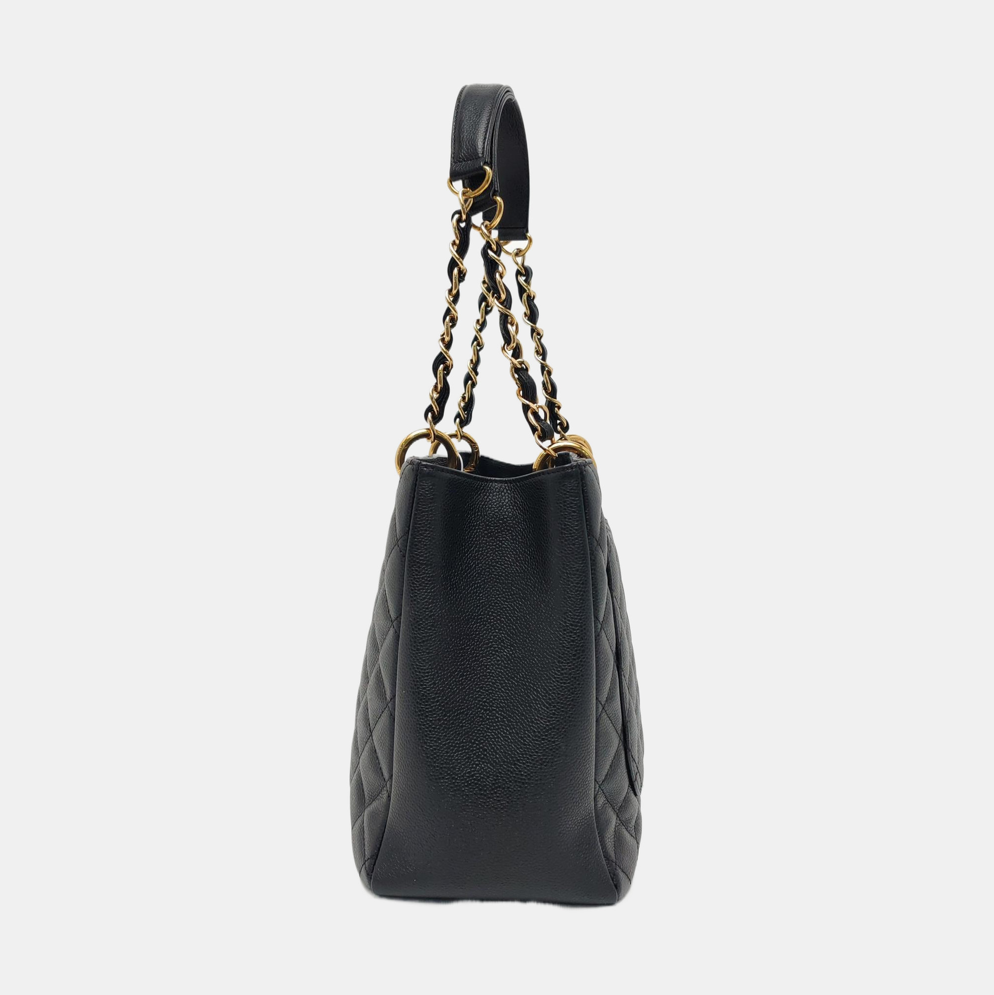 CHANEL GST Large Quilted Grained Calfskin Black