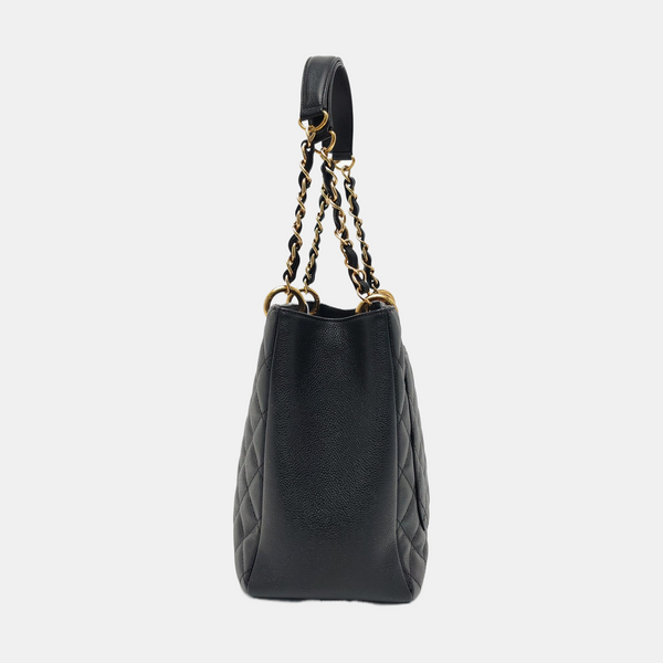 CHANEL GST Large Quilted Grained Calfskin Black