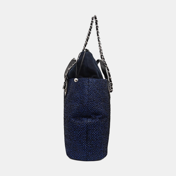 Straw Shoulder Bag Blue