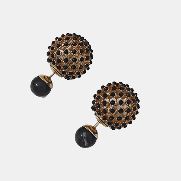 Metal Black Stud Earrings