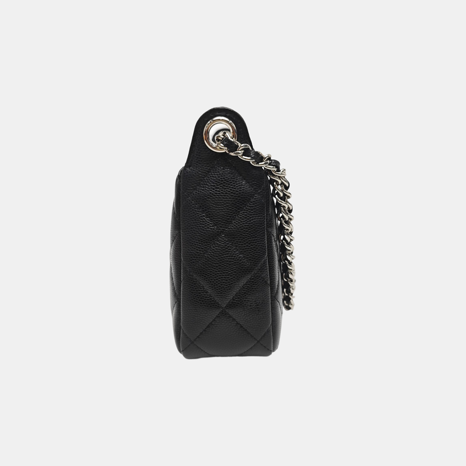Quilted Grained Calfskin Shoulder Bag Black