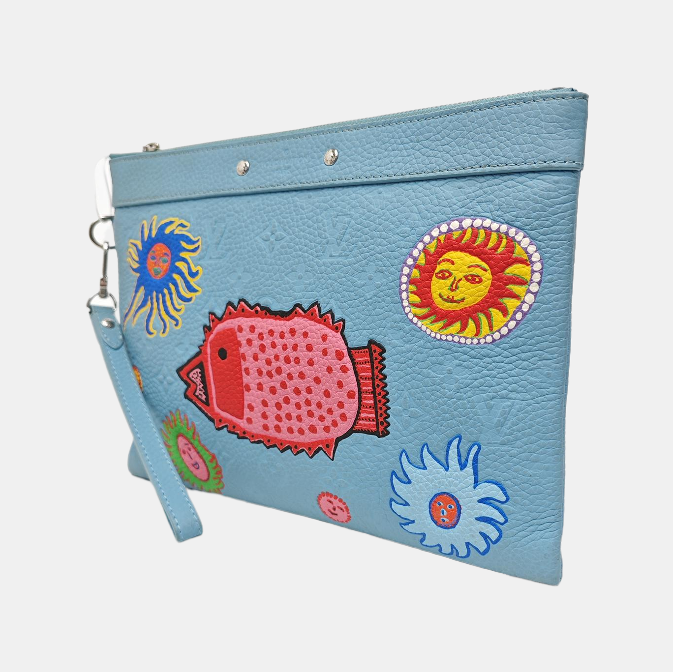 Monogram Calfskin Clutch Blue