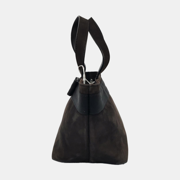 Suede Top Handle Bag Black