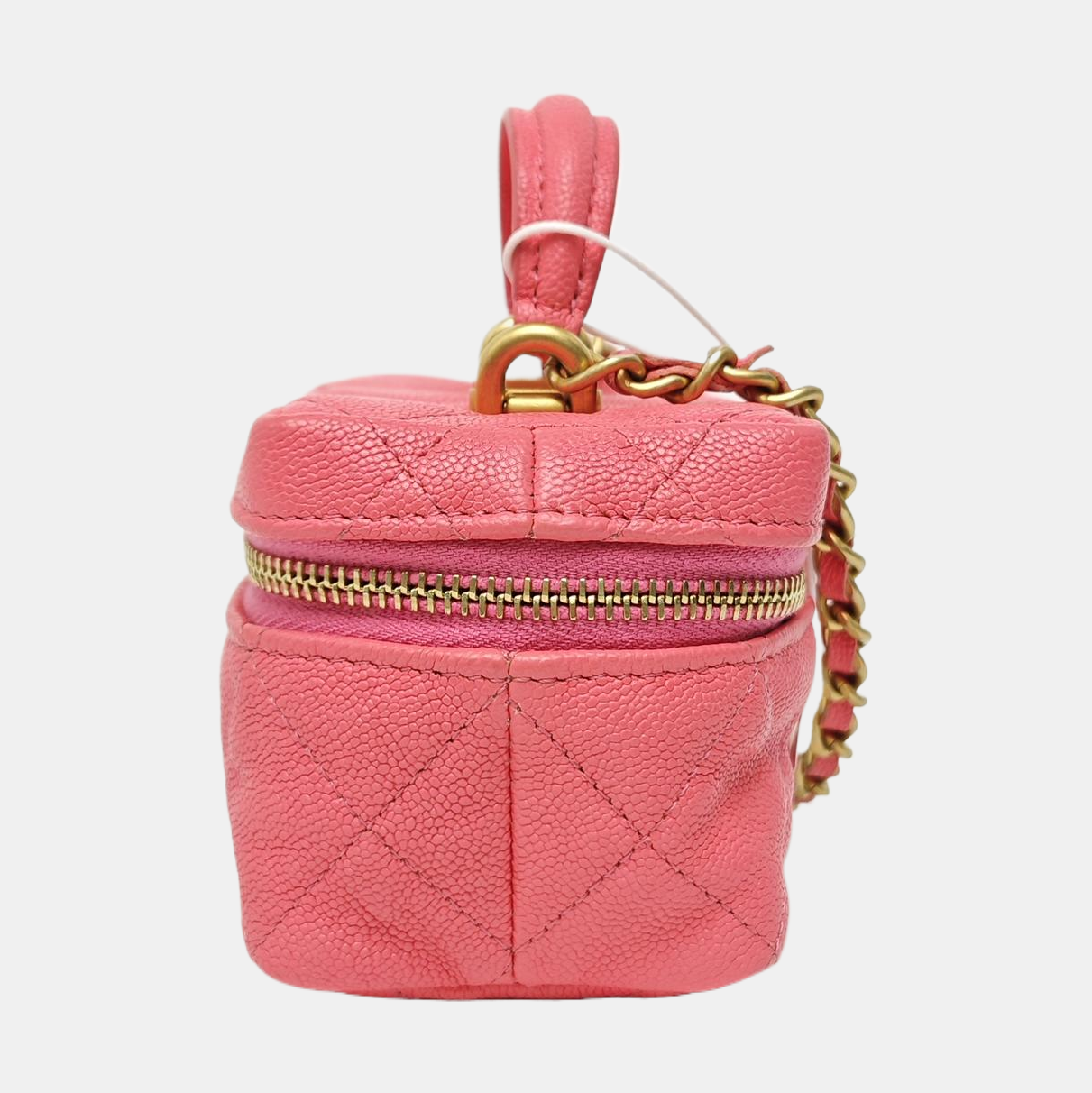 Quilted Grained Calfskin Shoulder Bag Small Red