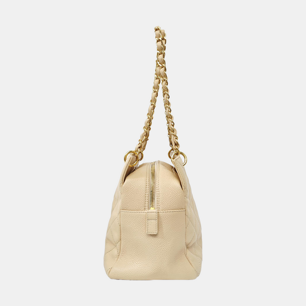 CHANEL PETITE Quilted Grained Calfskin Beige