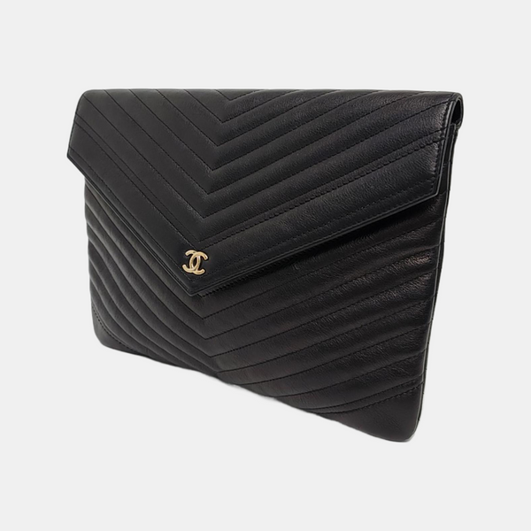 Chevron, Quilted Calfskin Black
