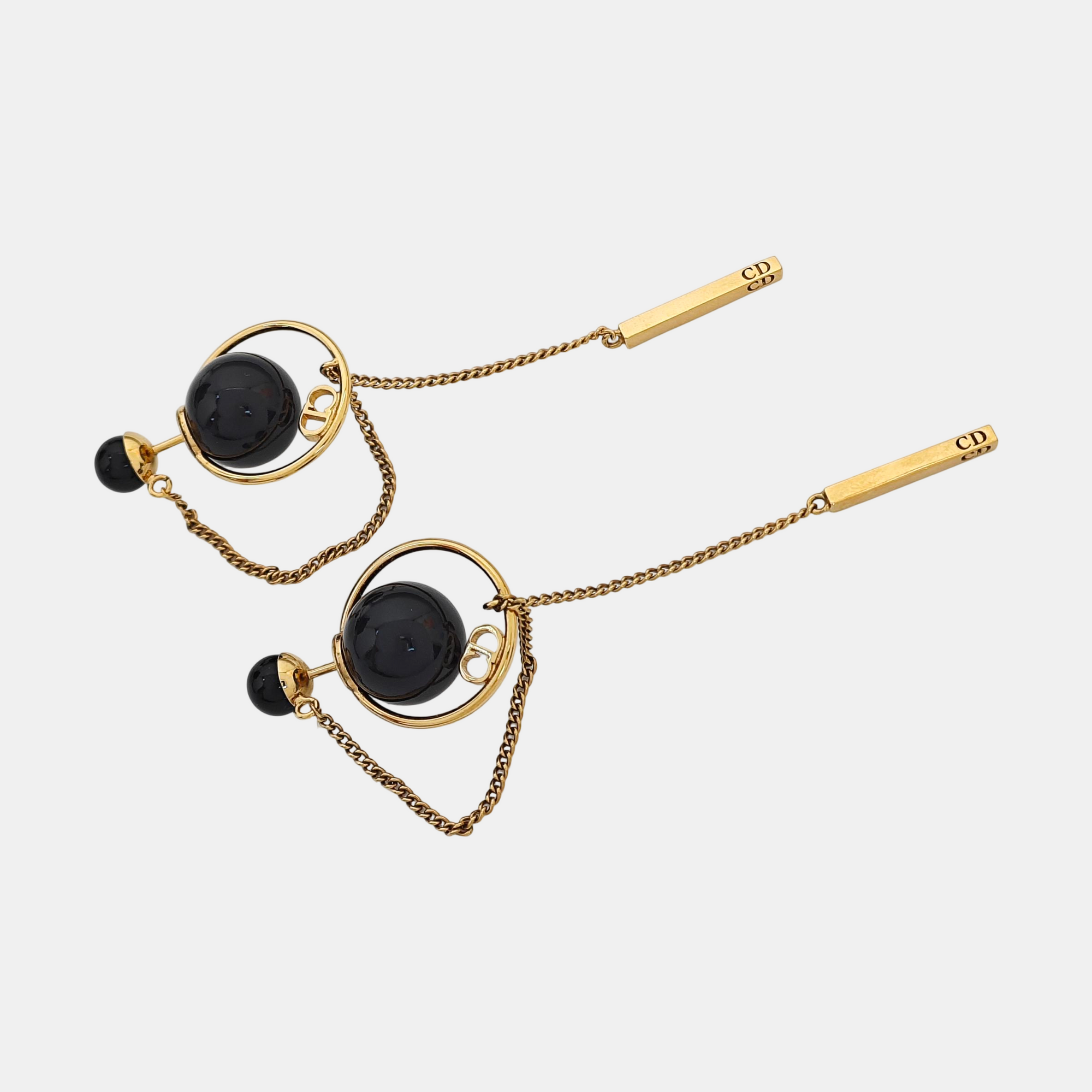 Dior Tribales Metal Black Stud Earrings