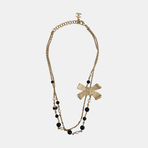 Authenticated pre-owned  Gold Tone Metal Faux Pearl Gold Necklace - Necklace at Looply