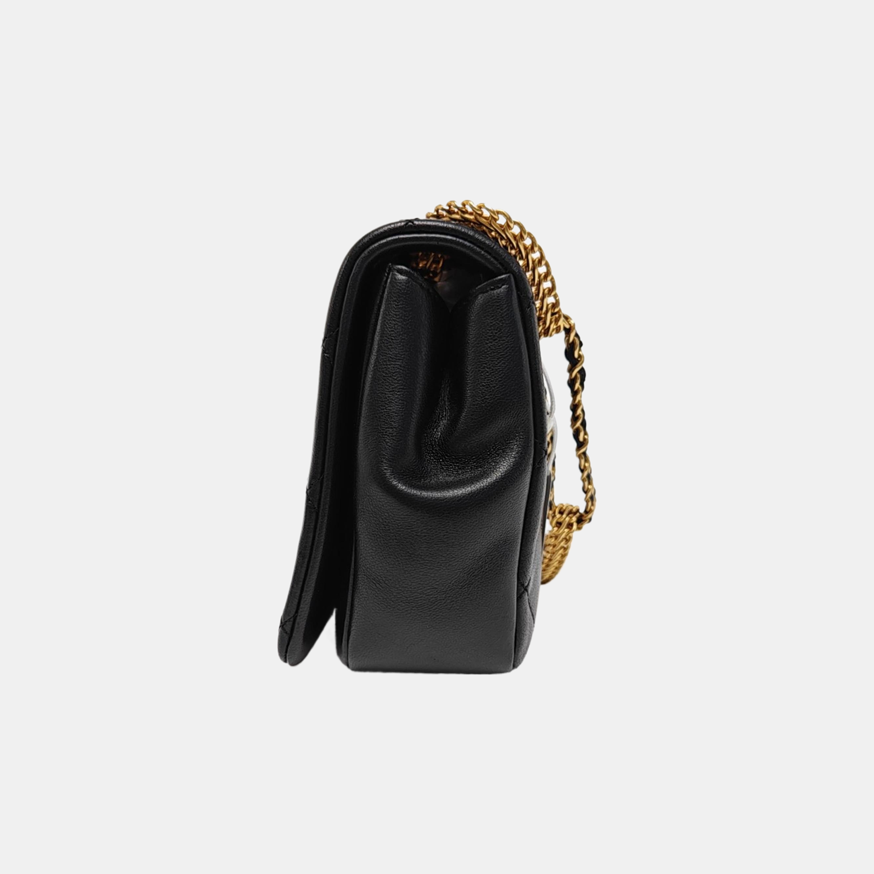 Quilted Lambskin Shoulder Bag Black