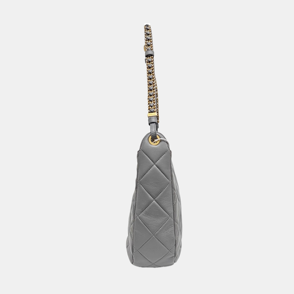 Quilted Lambskin Top Handle Bag Gray