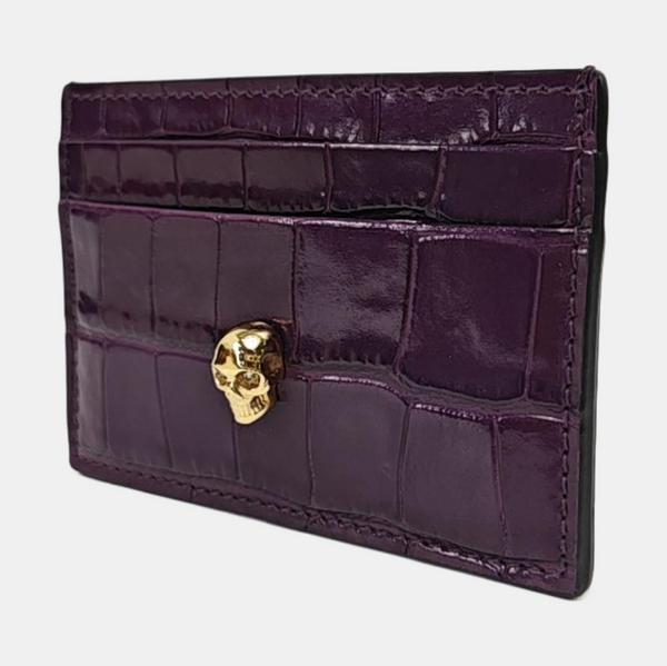 Leather Card Holder Purple