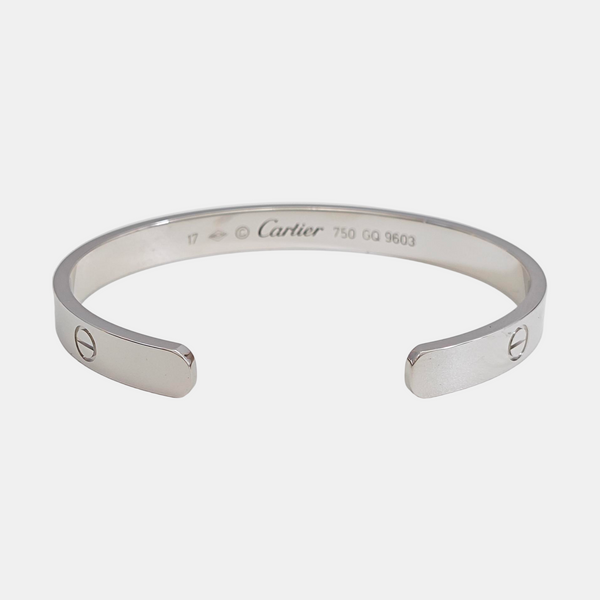 LOVE 18k White Gold Silver Bangle