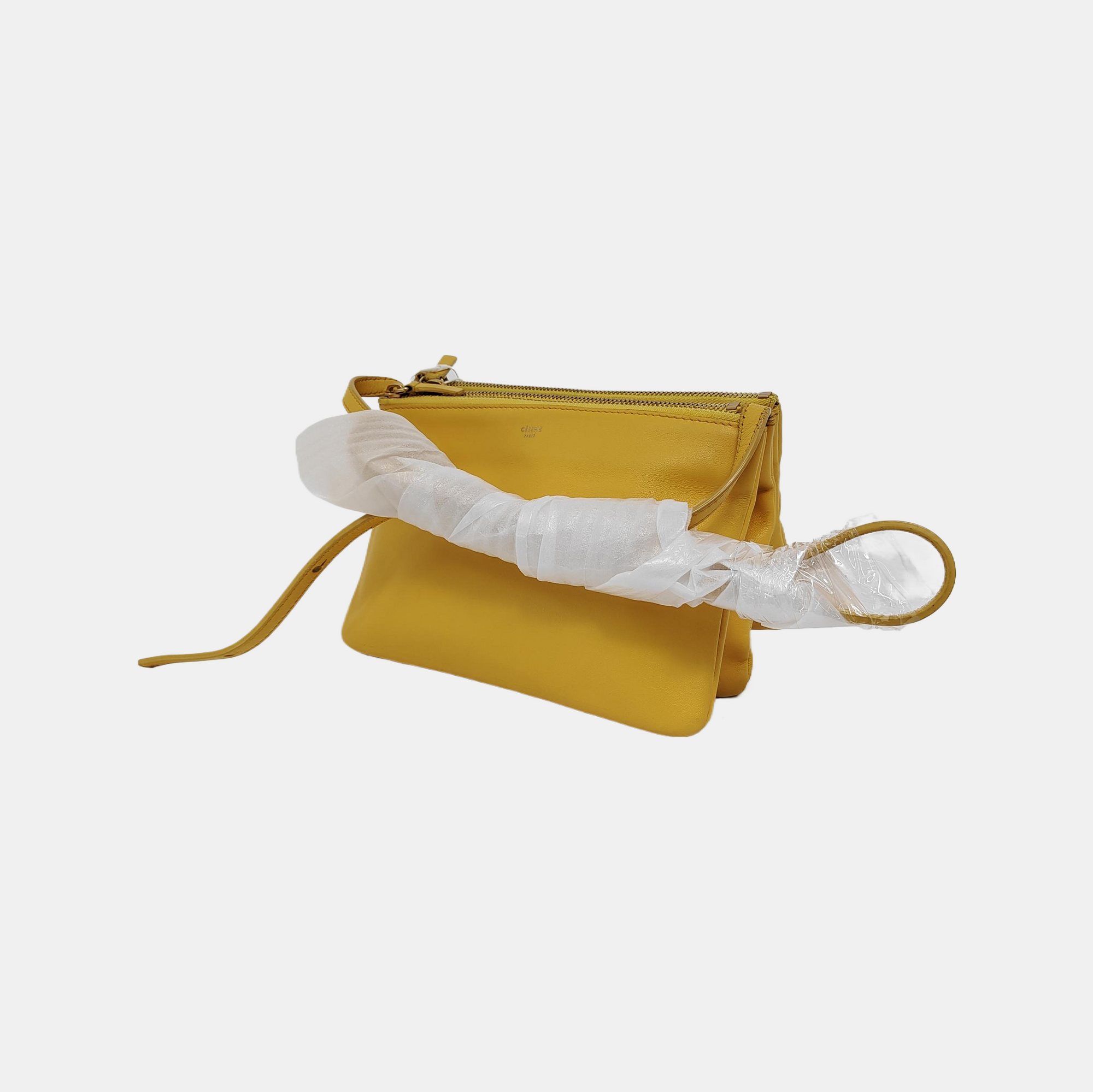 Authenticated pre-owned  TRIO Small Calfskin Yellow - Crossbody Bag at Looply
