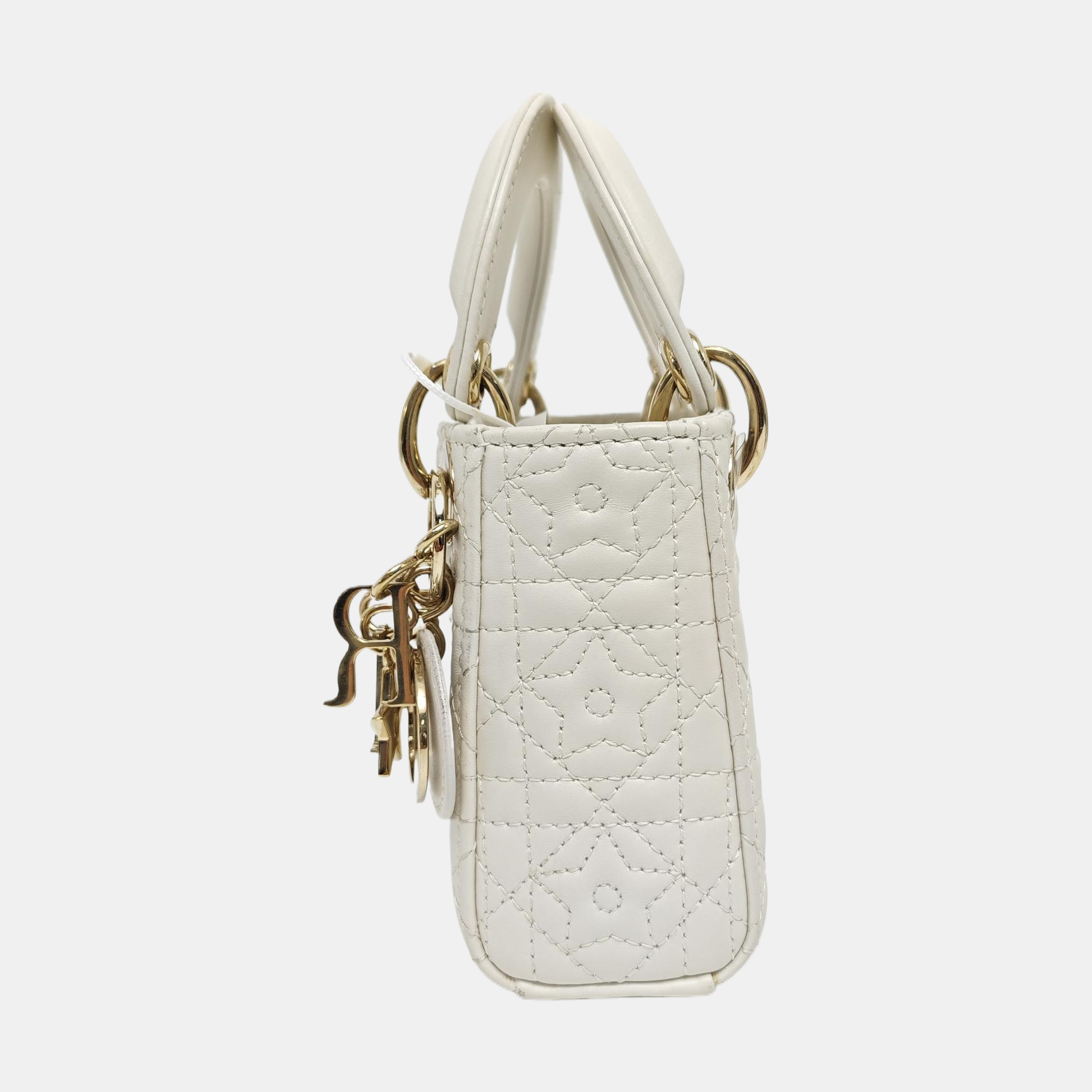Lady Dior Super Mini Quilted Lambskin White
