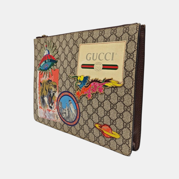 Monogram Coated Canvas Clutch Beige