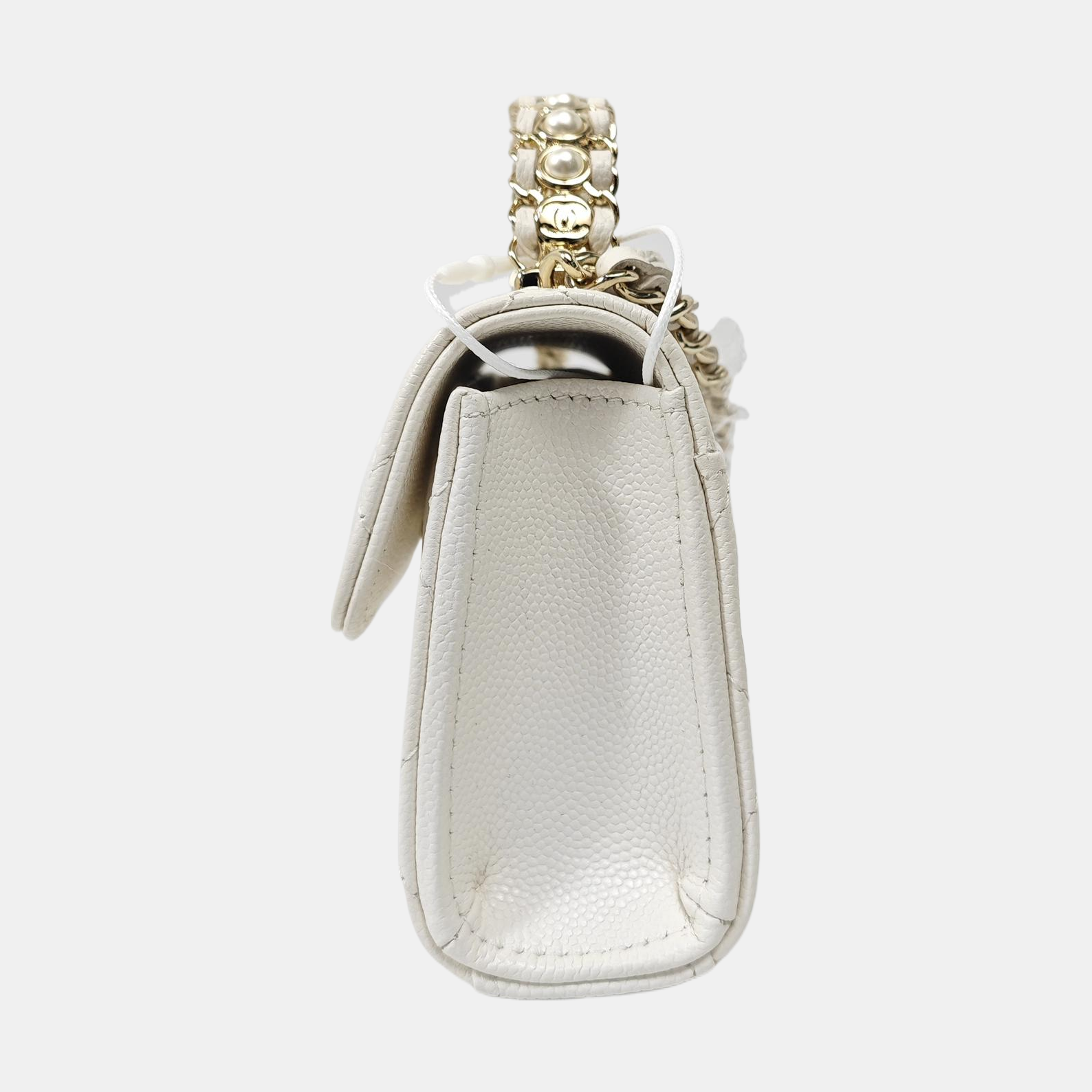 TRENDY CC Quilted Grained Calfskin White