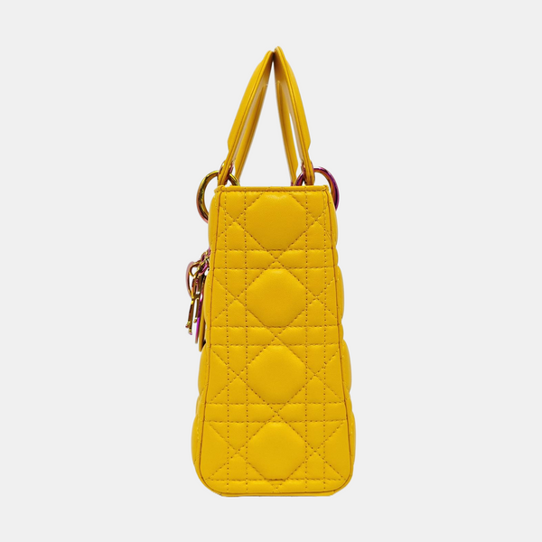 Lady Dior Small Cannage Lambskin Yellow