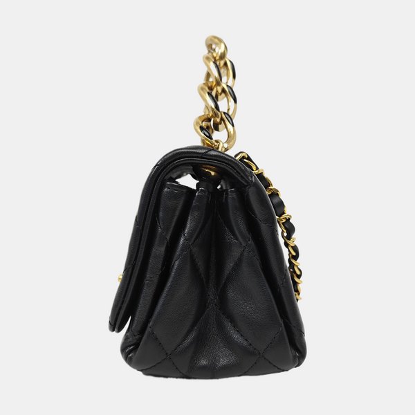 CHAIN INFINITY TOP HANDLE Mini Quilted Lambskin Black