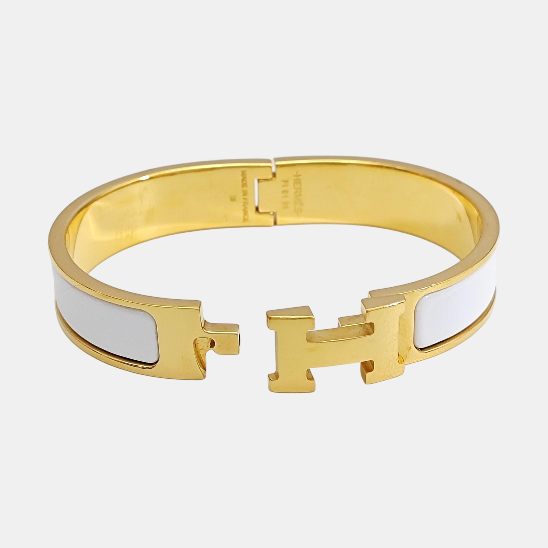 Clic H Metal White Bangle