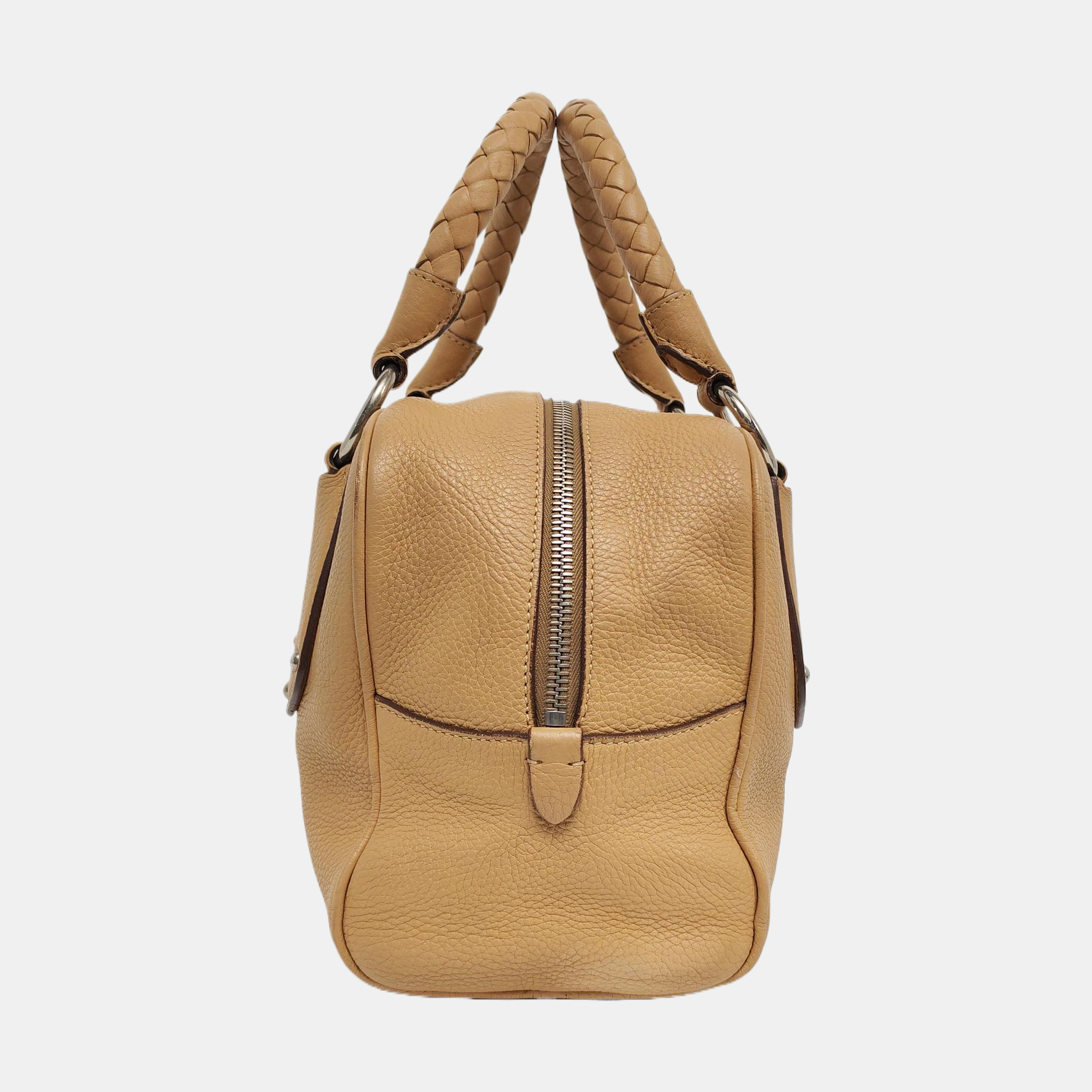 Authenticated pre-owned  Bauletto Saffiano Calfskin Beige - Top Handle Bag at Looply