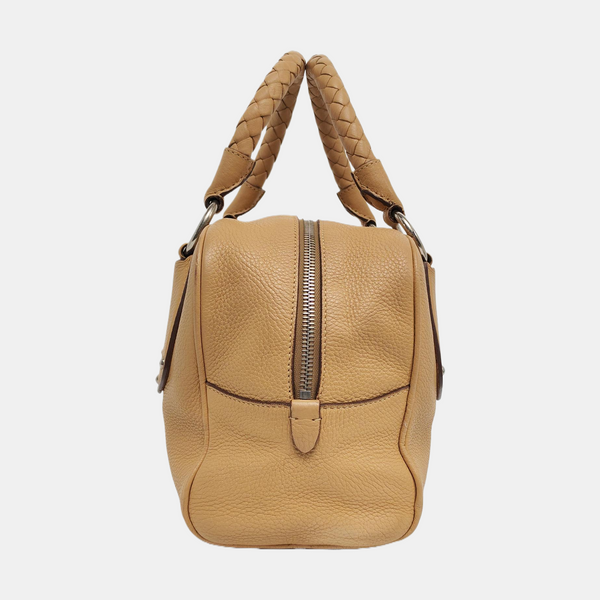 Authenticated pre-owned  Bauletto Saffiano Calfskin Beige - Top Handle Bag at Looply