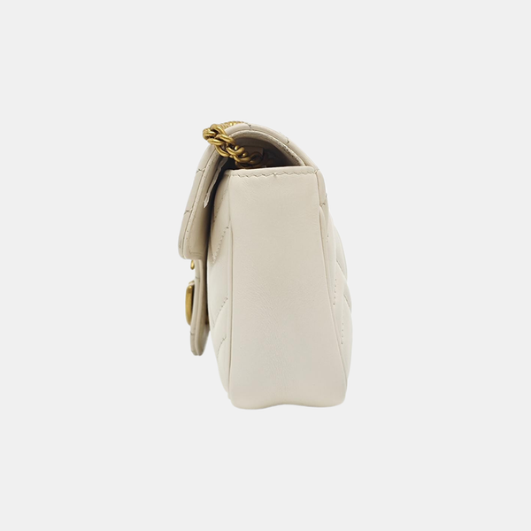 GG Marmont Mini Quilted Calfskin White