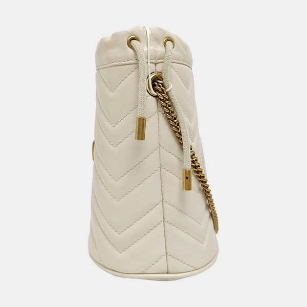 GG Marmont Mini Quilted Calfskin White