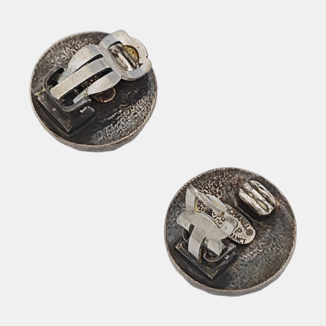 Synthetic Material Black Stud Earrings