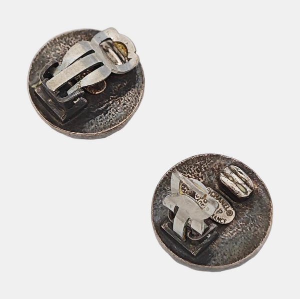 Synthetic Material Black Stud Earrings