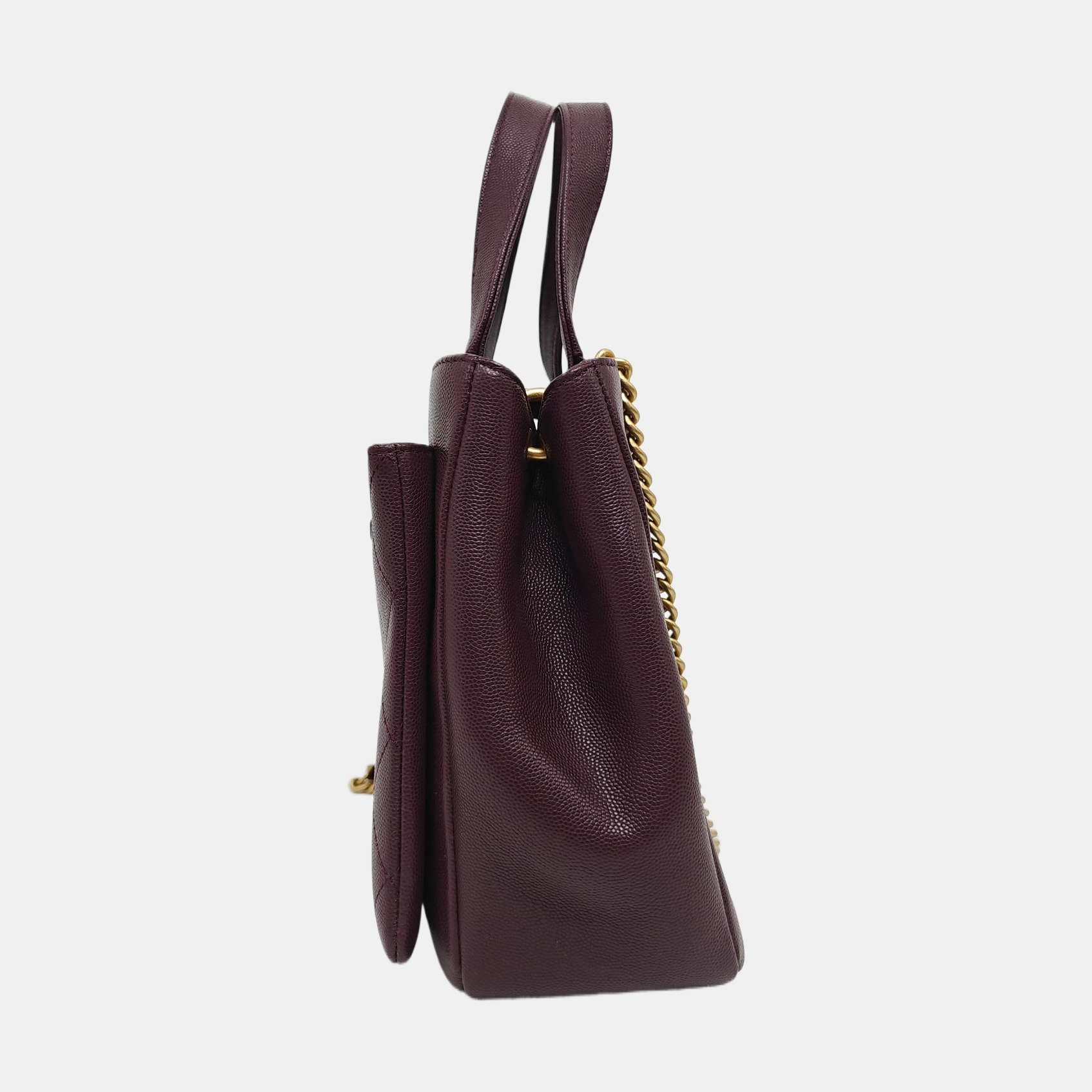 Quilted Grained Calfskin Shoulder Bag Red