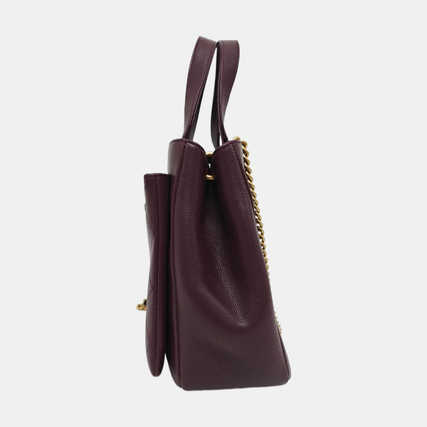 Quilted Grained Calfskin Shoulder Bag Red