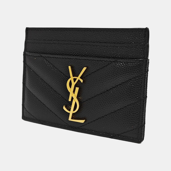 MONOGRAM Chevron Calfskin Black Card Holder