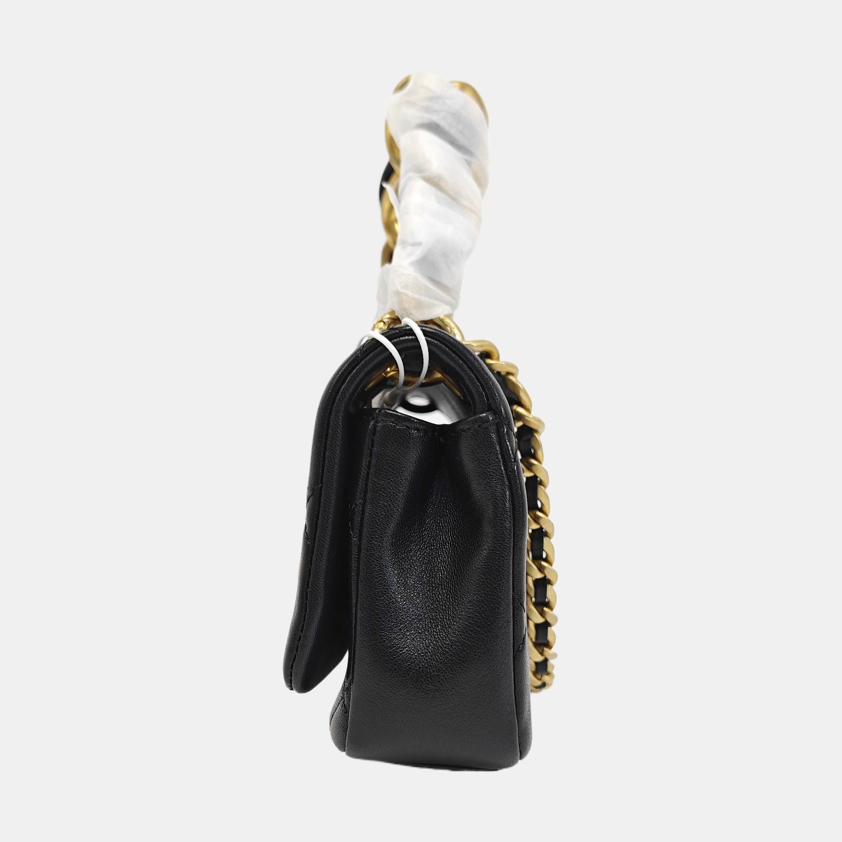 TWO TONE CHAIN HANDLE Quilted Calfskin Black